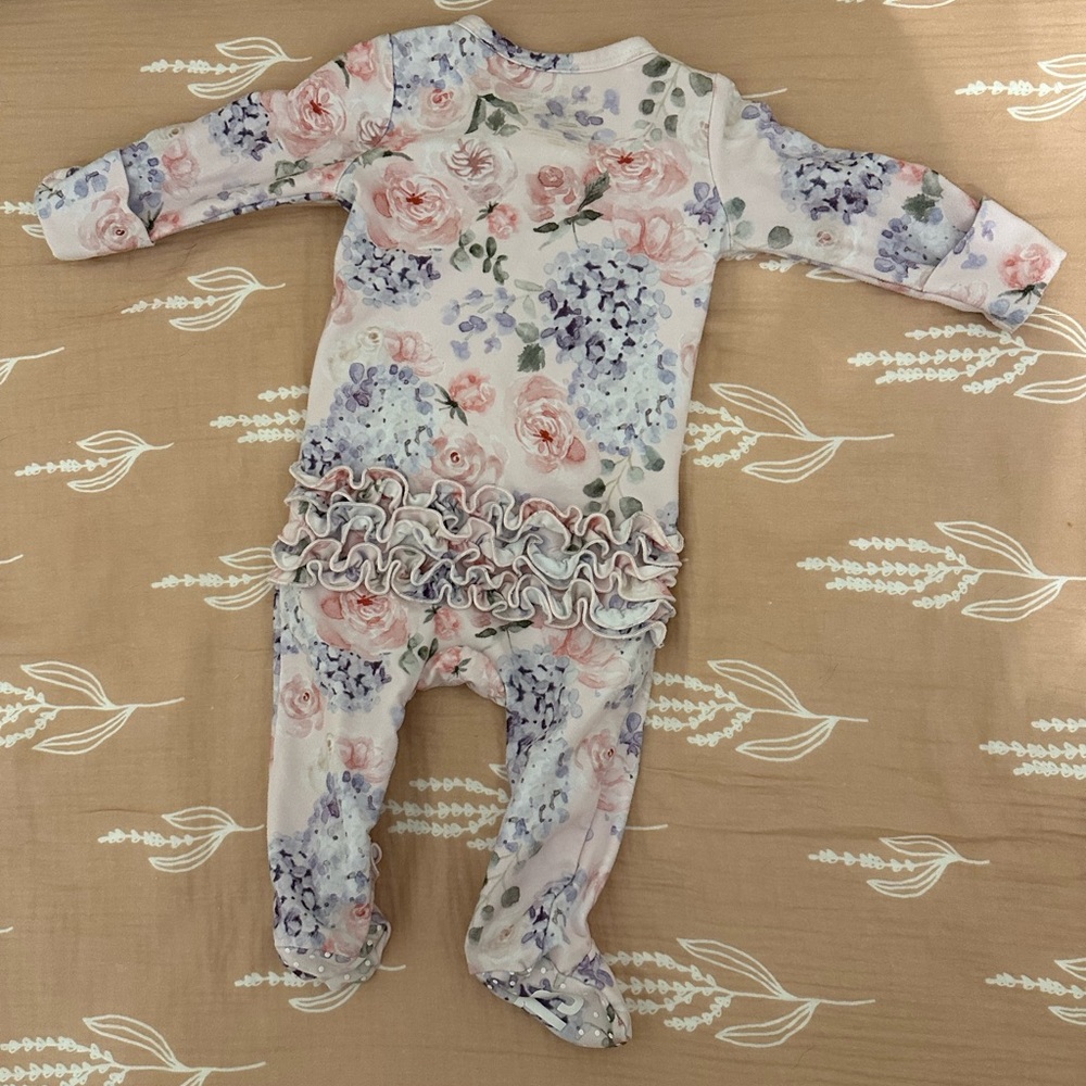 Caden Lane ruffle footies  0-3 months
